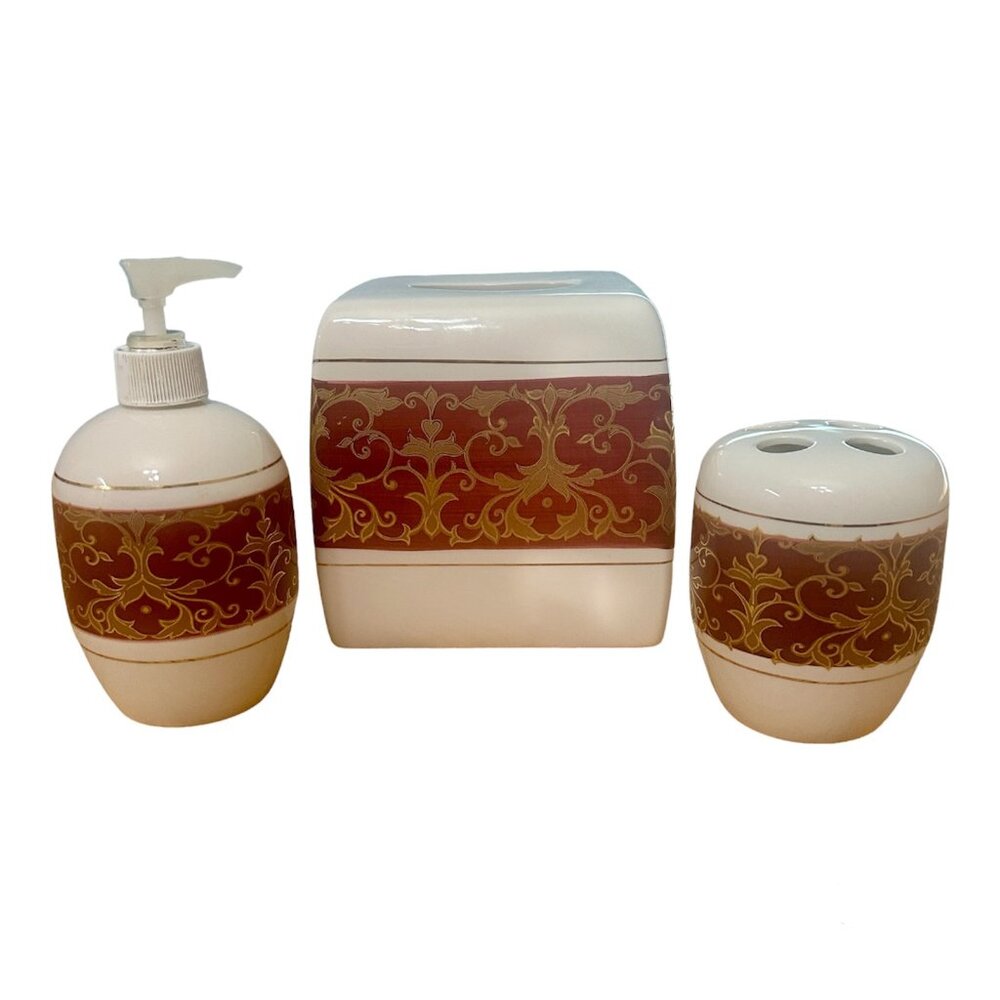 Bathroom Accessories Set Ceramic Tissue Box Cover Soap Pump Toothbrush Holder